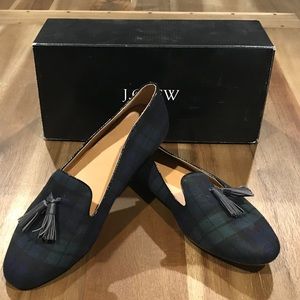 Jcrew plaid tassel loafers